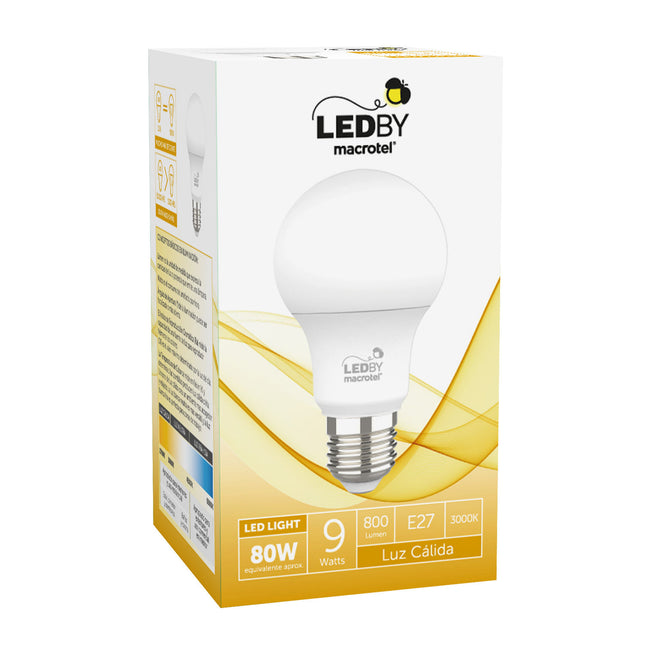 FOCO LED A60 / E27 / 9W LUZ CALIDA