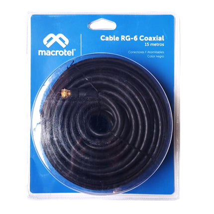 Cable Coaxial RG6 Negro c/ Terminal 15 Mts