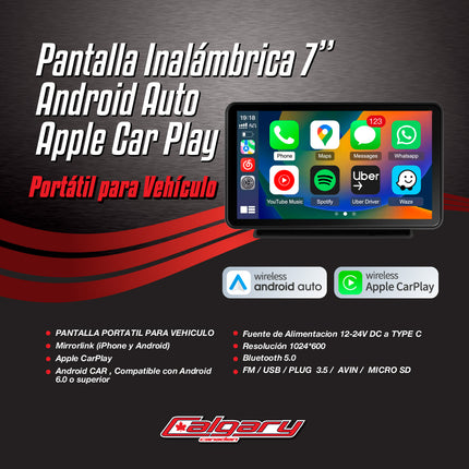 Patalla para auto inalamabrico Android/apple car 7" Calgary