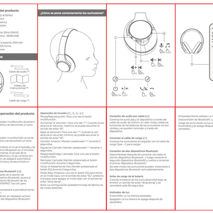 Audífonos Bluetooth Negro Inalámbricos Fiddler