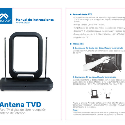 Antena Para Interiores Económica Macrotel