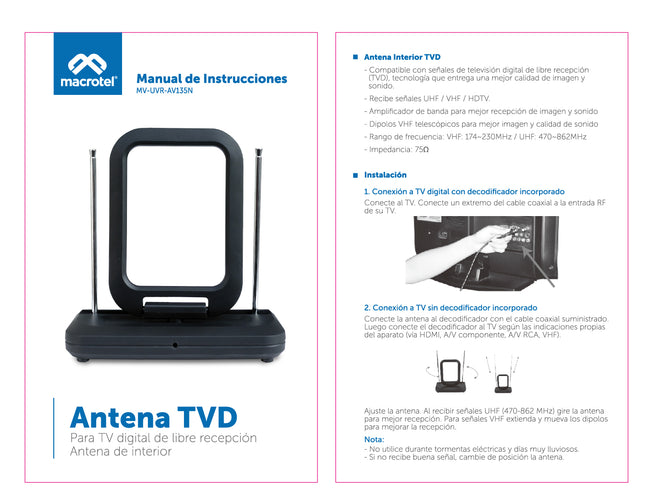 Antena Para Interiores Económica Macrotel