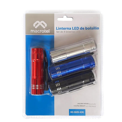 Pack 4 linternas con 9 LED Macrotel
