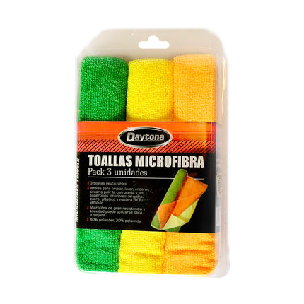 Pack 3 toallas microfibra 40x40 Daytona